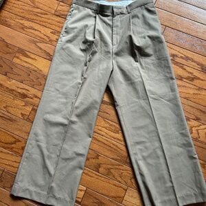 Olive wide single pleat pants mocha